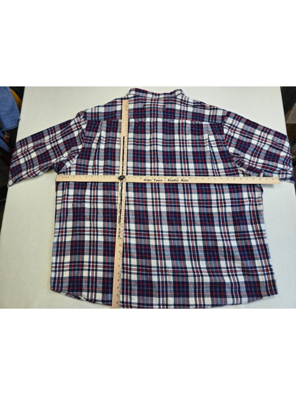 Duluth Trading Co 4XL Relaxed Fit Plaid Flannel Shirt Navy Blue Red - Picture 4 of 4